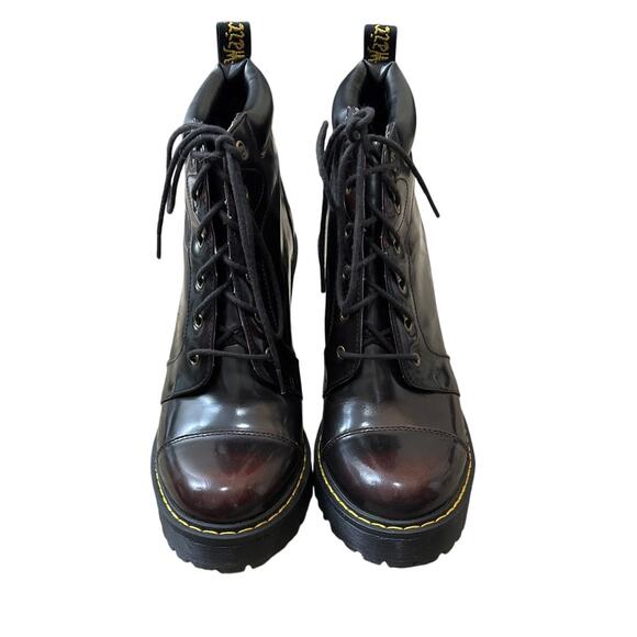 Dr. Martens Averil Women's Leather Heeled Ankle Boots Size 8 Burgundy - Picture 2 of 9